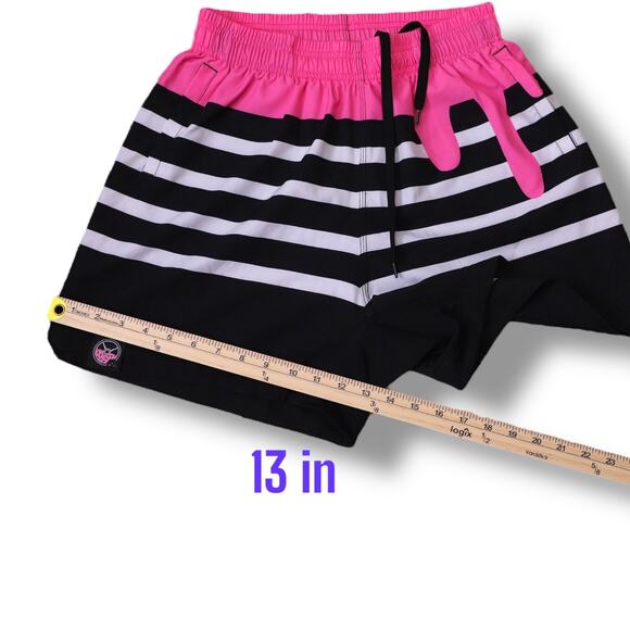 Kinda Fit Kinda Fat Pink Drip Striped Quick Dry Athletic Board Shorts‎ M - Picture 8 of 9